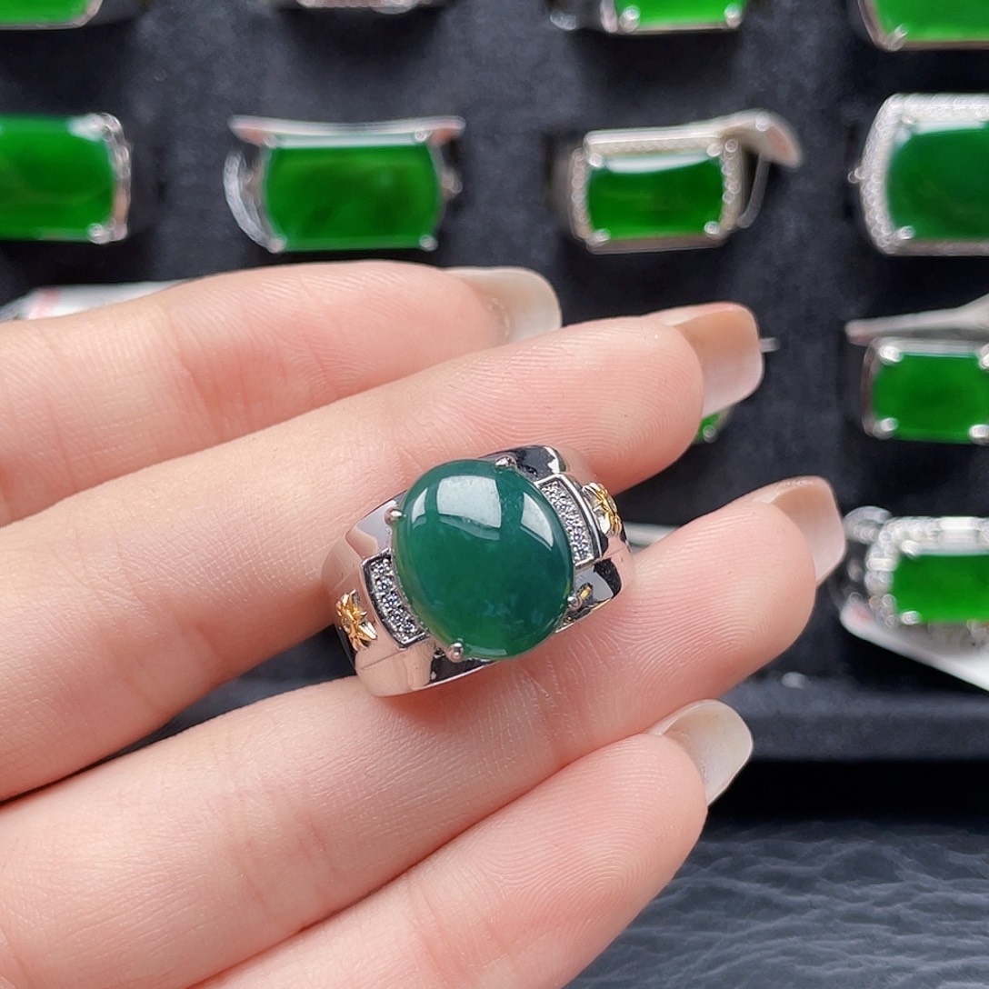 翡翠戒指银S925镶嵌欢*哥编号2290