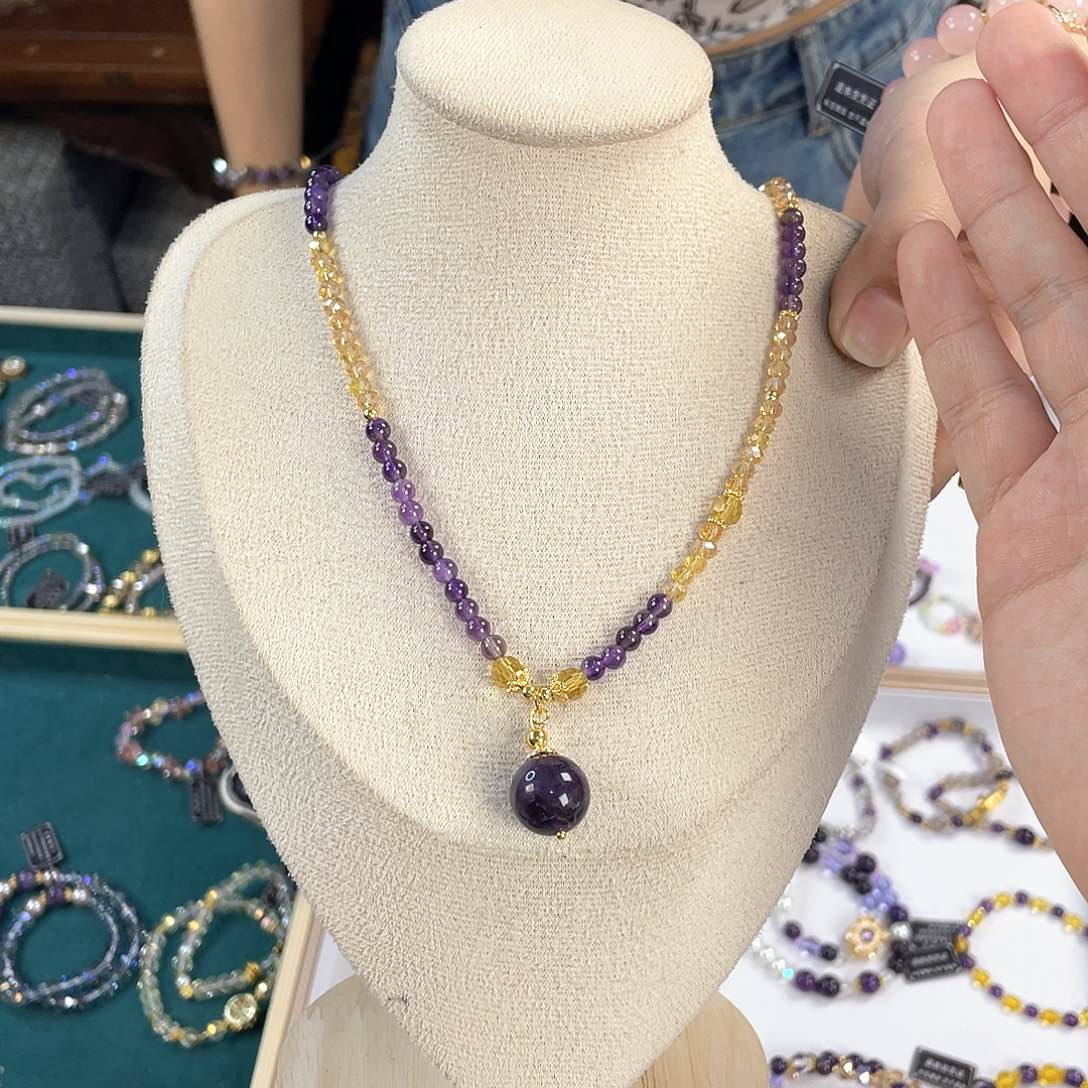 水晶手链银S925镀金镶嵌