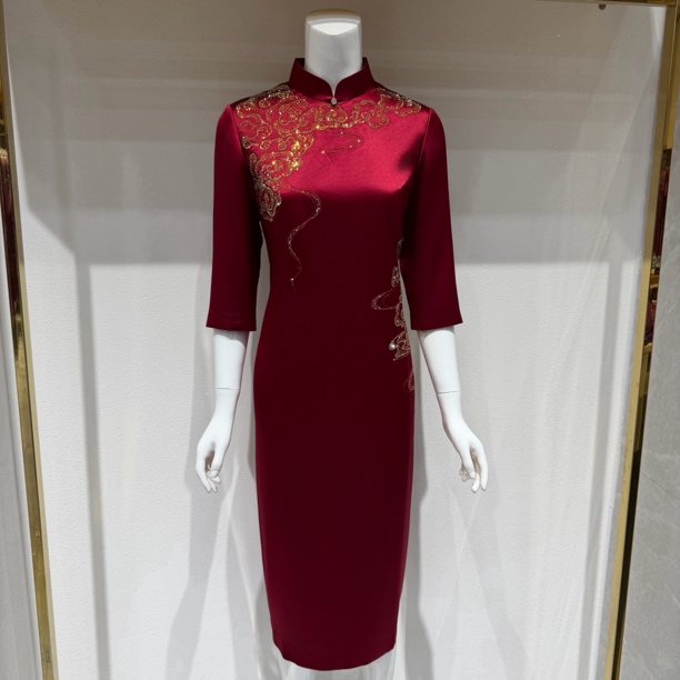 新款喜婆婆喜妈妈婚宴礼服七分袖