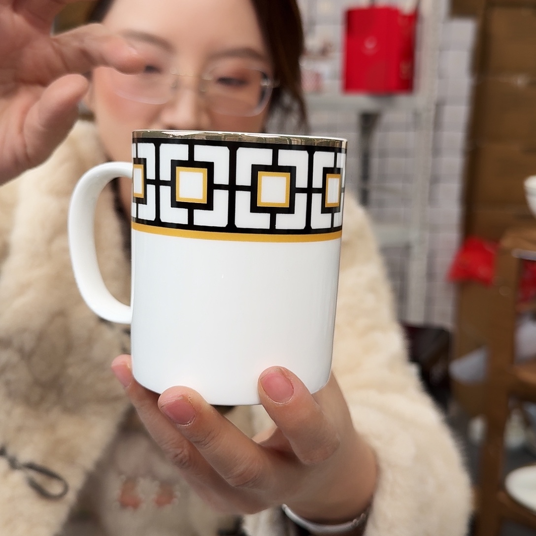 骨瓷高骨马克杯400ml4个外贸尾单
