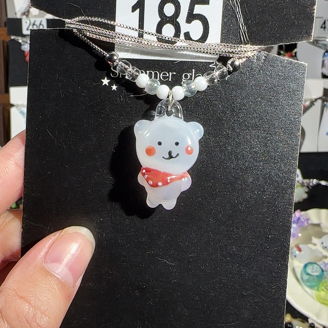日***️玻璃颈饰185白色小熊