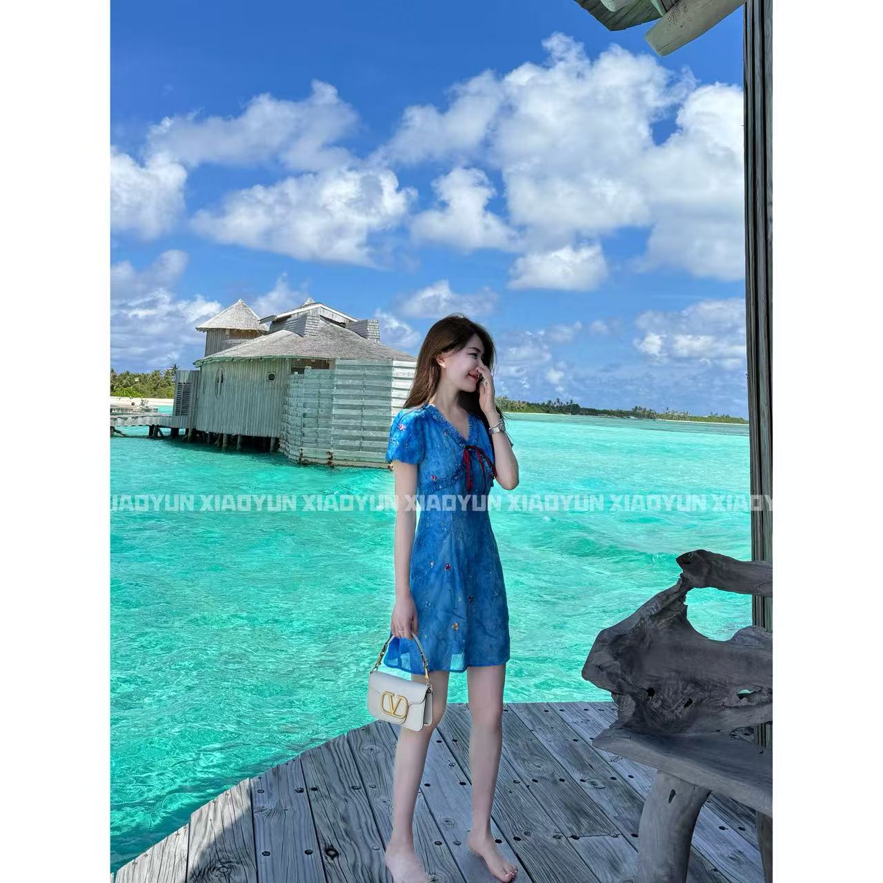 蓝色琉璃 小允姐姐2025新款时尚气质高级法式碎花连衣裙