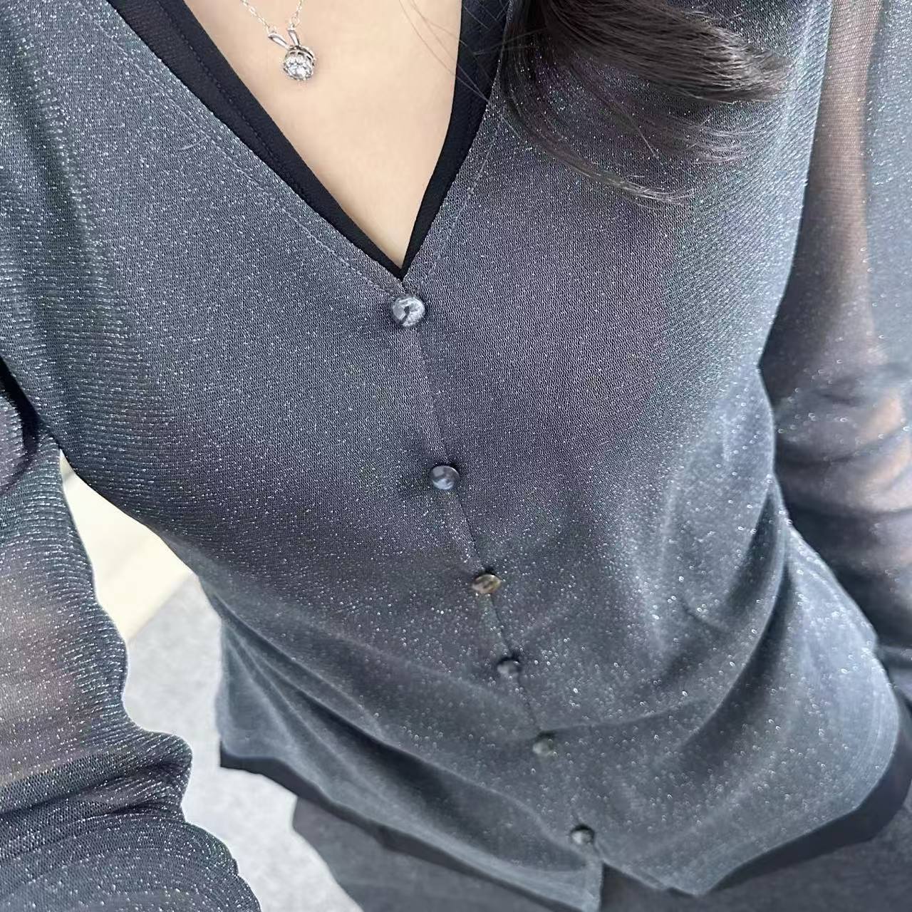 ‘灰雨’哥弟26灰色气质显瘦质感纱衣T恤130127-139921