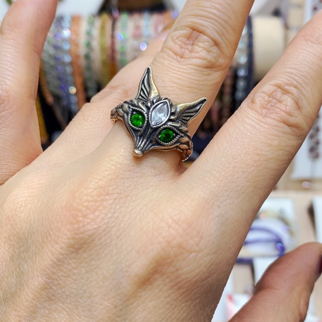 透辉石戒指银S925镶嵌