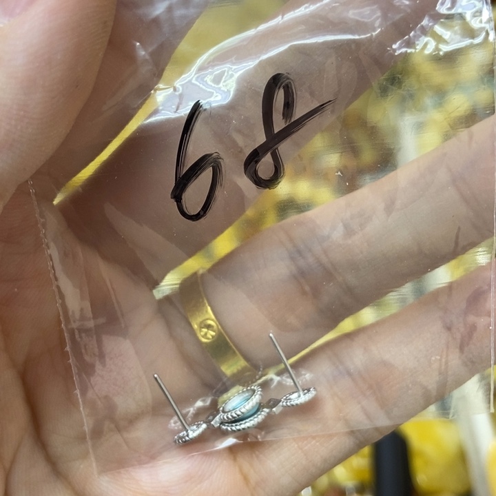 蜜蜡银S925镶嵌裸石耳钉