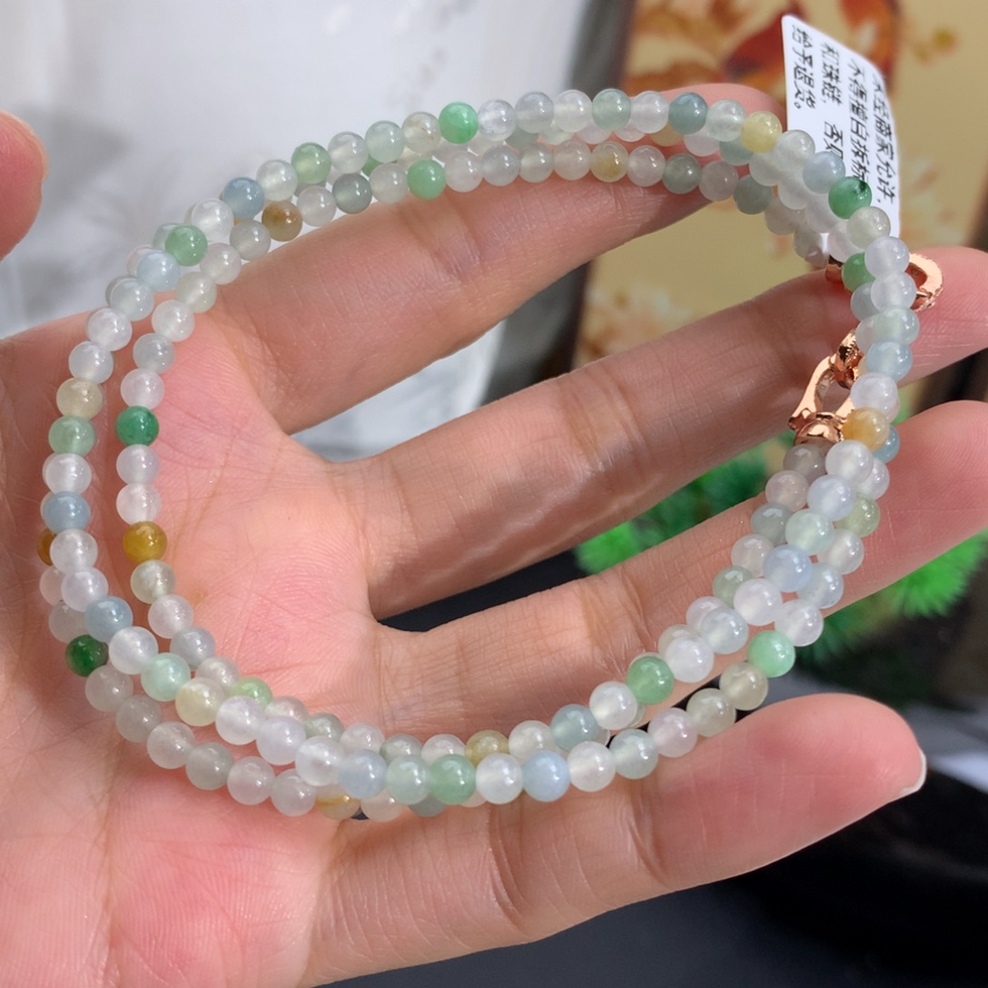 翡翠未镶嵌手串卡5.8胶润多宝小米项链
