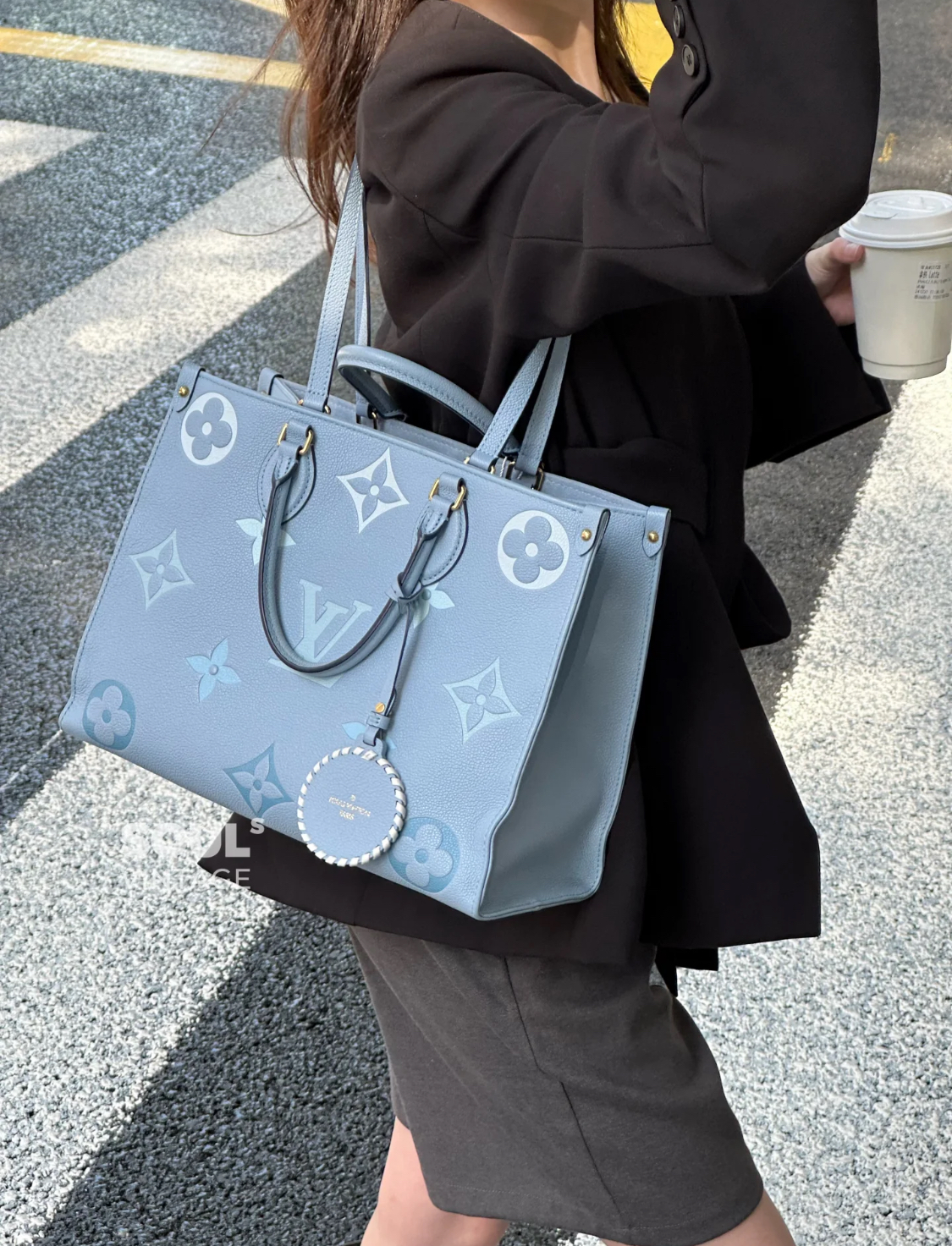 95新 LV 蓝色onthego 中号单拎包包 芯片款 12788044