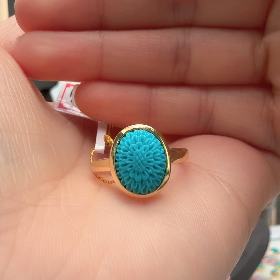 绿松石银S925镶嵌戒指