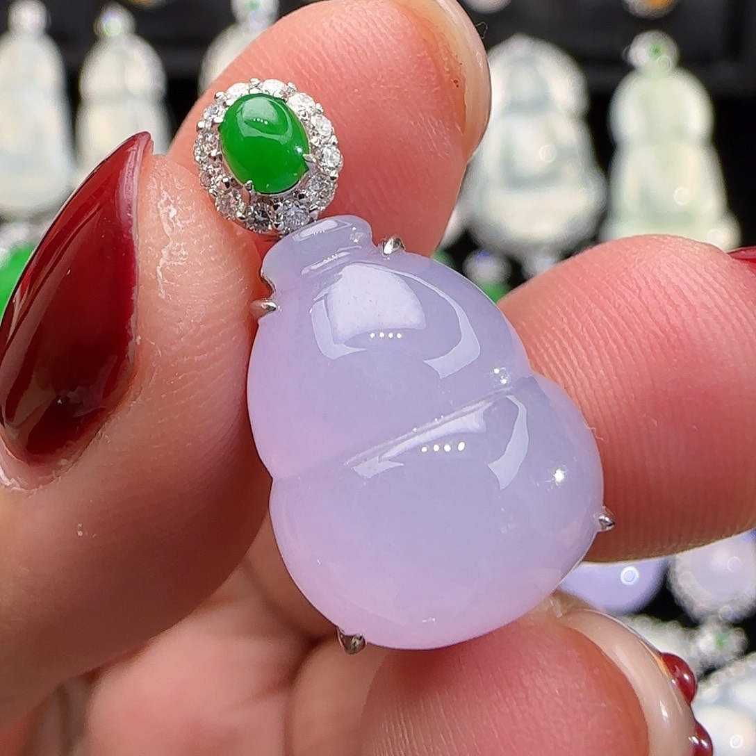 翡翠18K金镶嵌颈饰天然翡翠