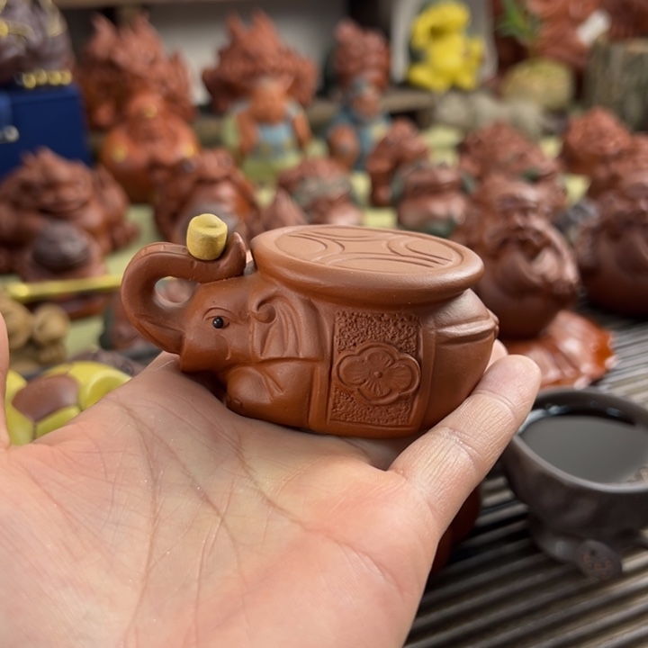 紫砂茶宠紫砂大象盖置