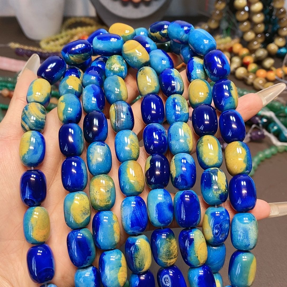 散珠玛瑙/玉髓地球玛瑙一条13mm