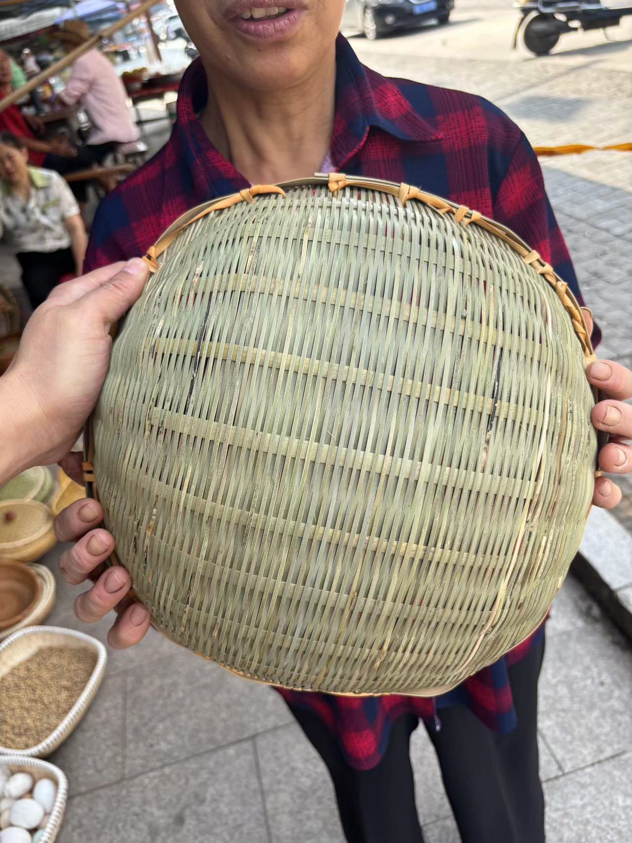 农家自制竹青筐米罗收纳筐馒头框坚固款30cm