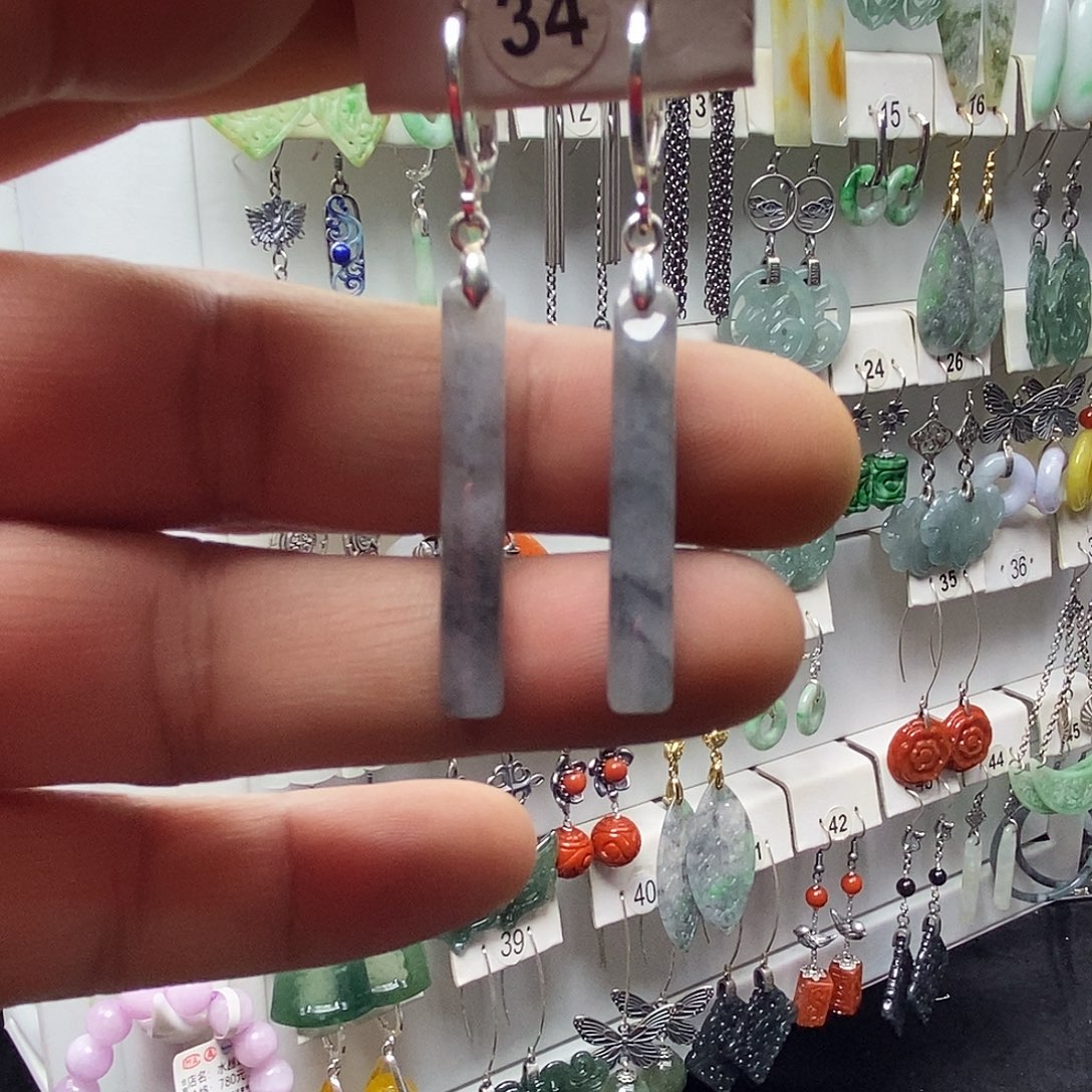 翡翠银S925镶嵌耳饰品质珠宝