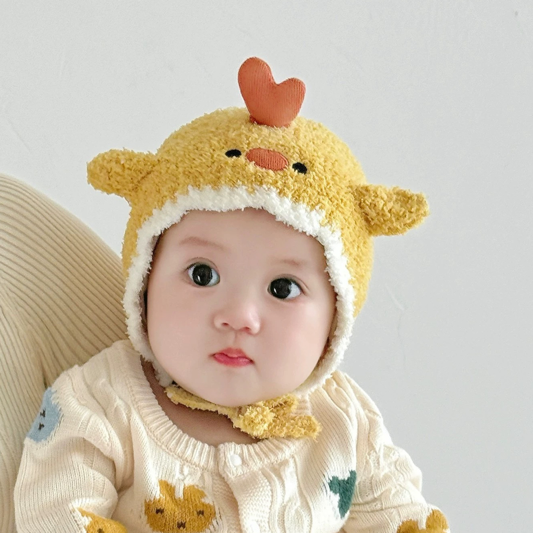 婴儿帽子秋冬季男宝宝女婴幼儿可爱超萌护耳帽冬天防风保暖毛绒帽
