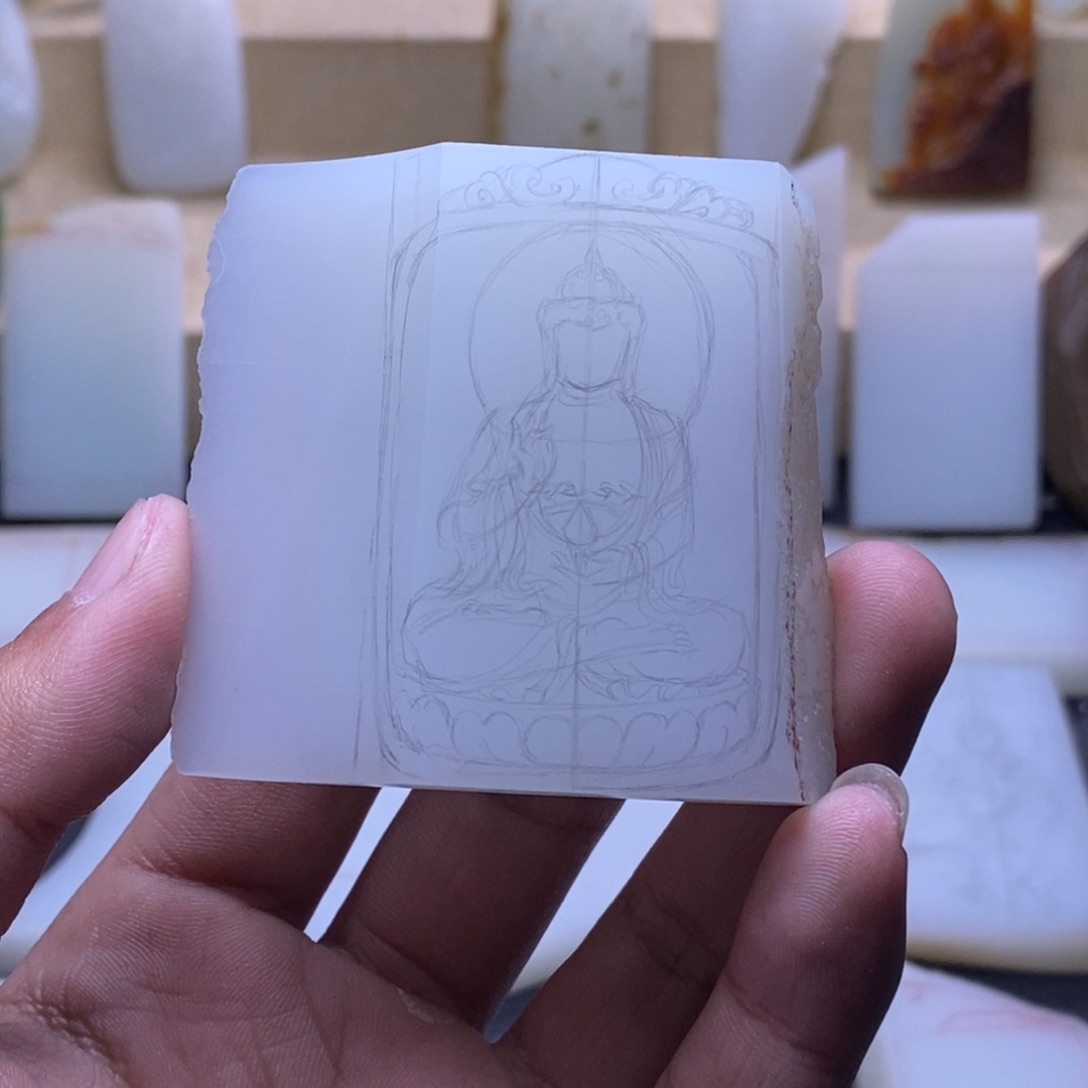 定制和田玉吊坠未镶嵌布****伤