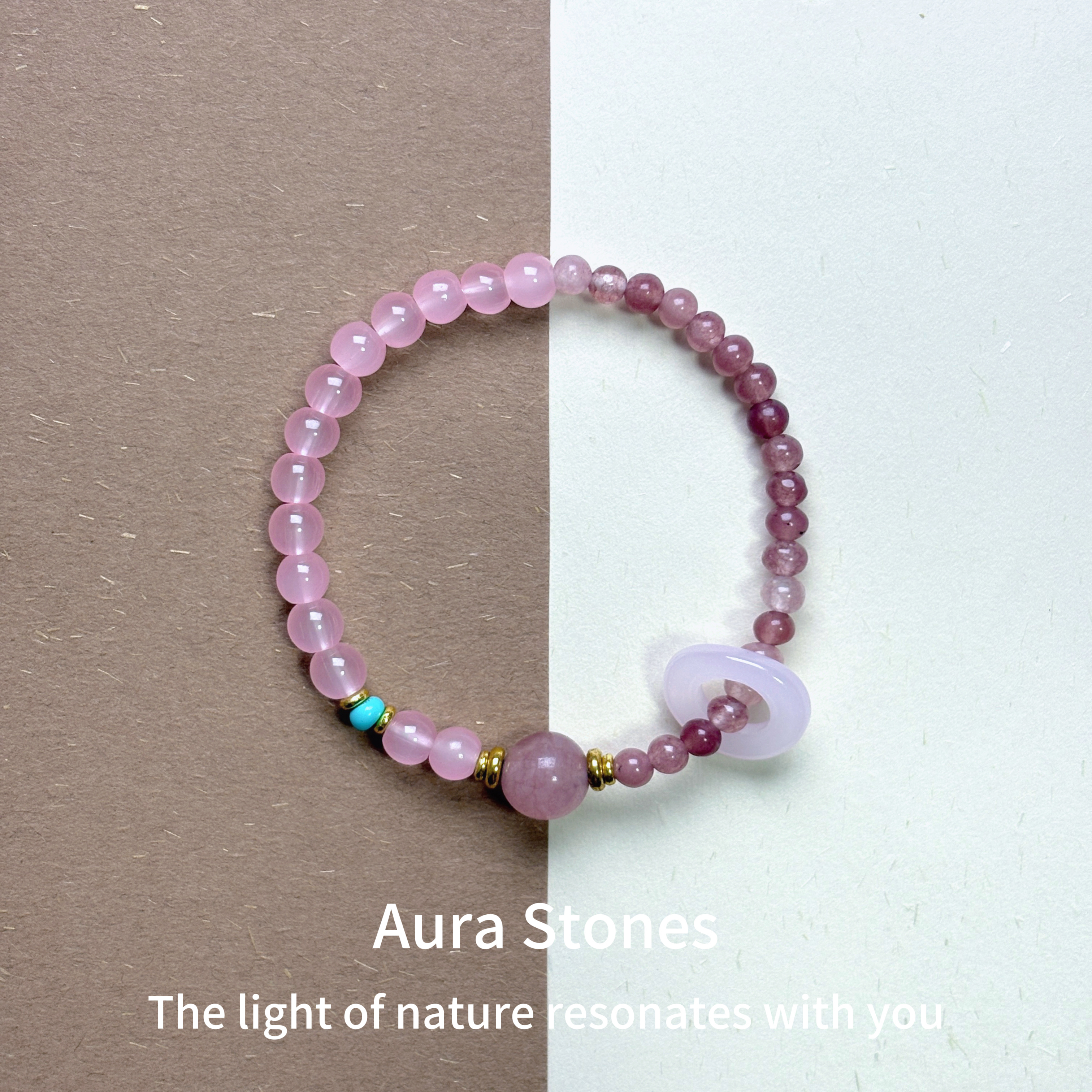 手链 AuraStones【桃雾】转运天然草莓晶手串纳福招桃花手链小众