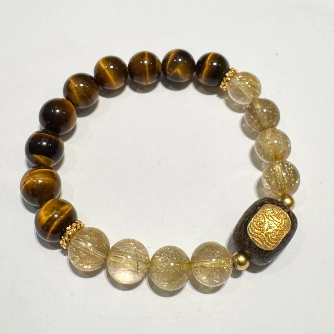 【腰缠万贯】金发晶和虎眼石单圈手串（多样性发一）