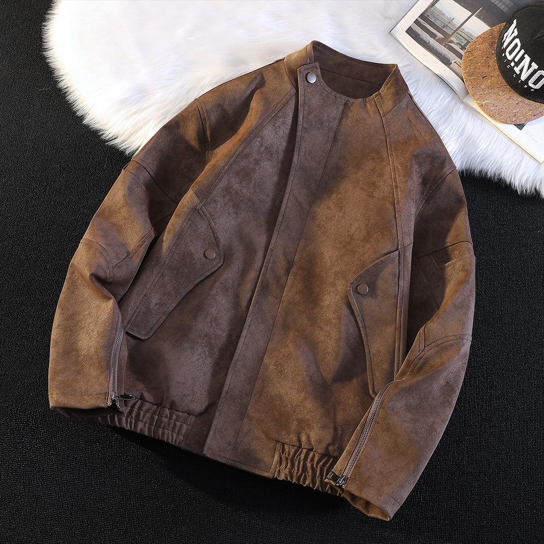 高级感皮衣男士外套立领PU皮衣春秋季休闲机车服飞行员夹克男潮流