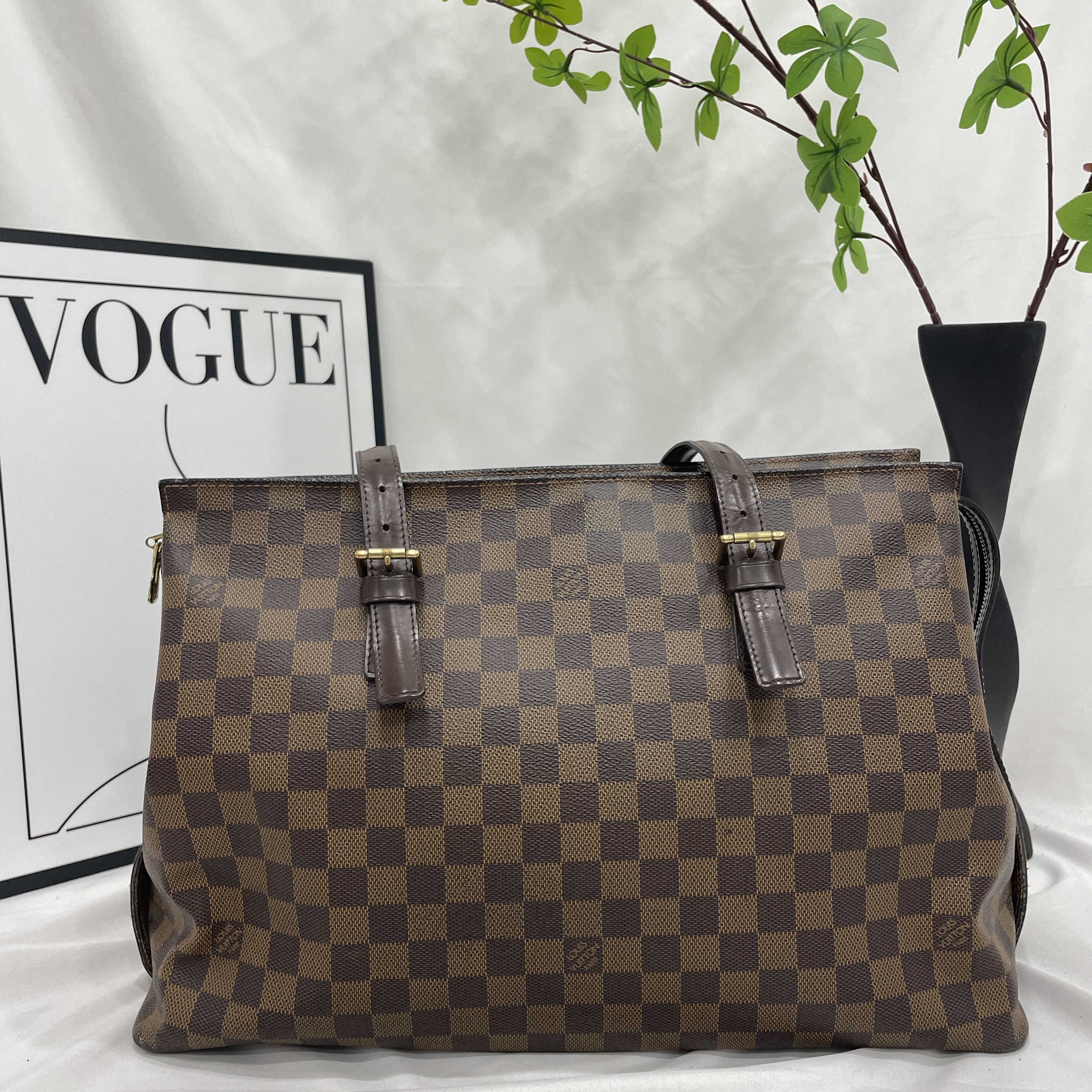95新 LouisVuitton/路易威登 棋盘格托特单肩包/15250