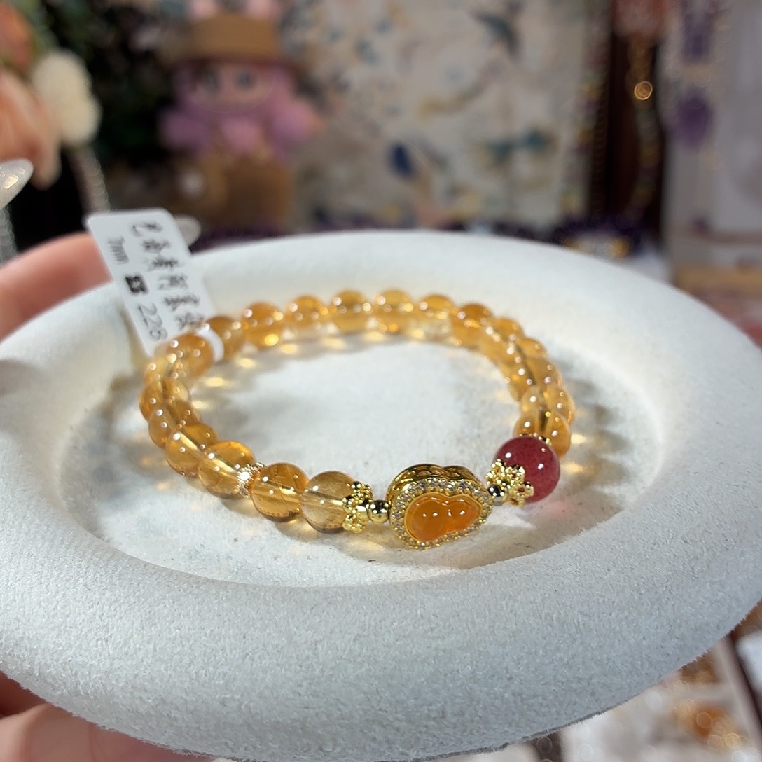 合金水晶手链巴西黄阿塞设计款7+