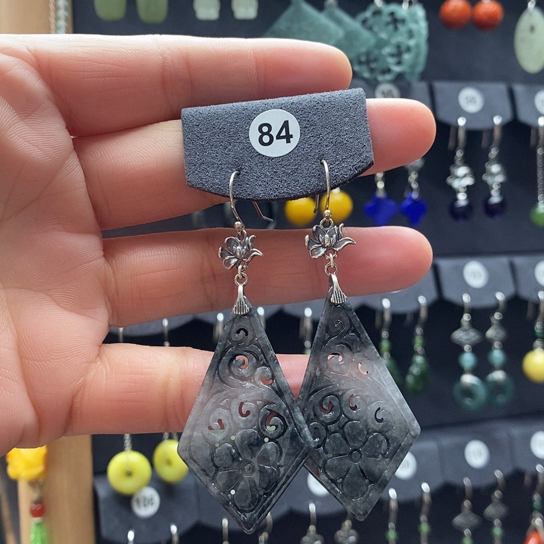 再***事翡翠银S925镶嵌耳饰