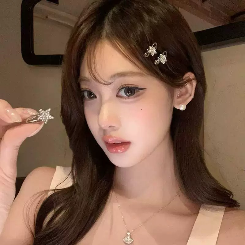 韩系甜酷满钻星星鸭嘴夹仙女高级感侧边夹发卡碎发刘海夹发饰