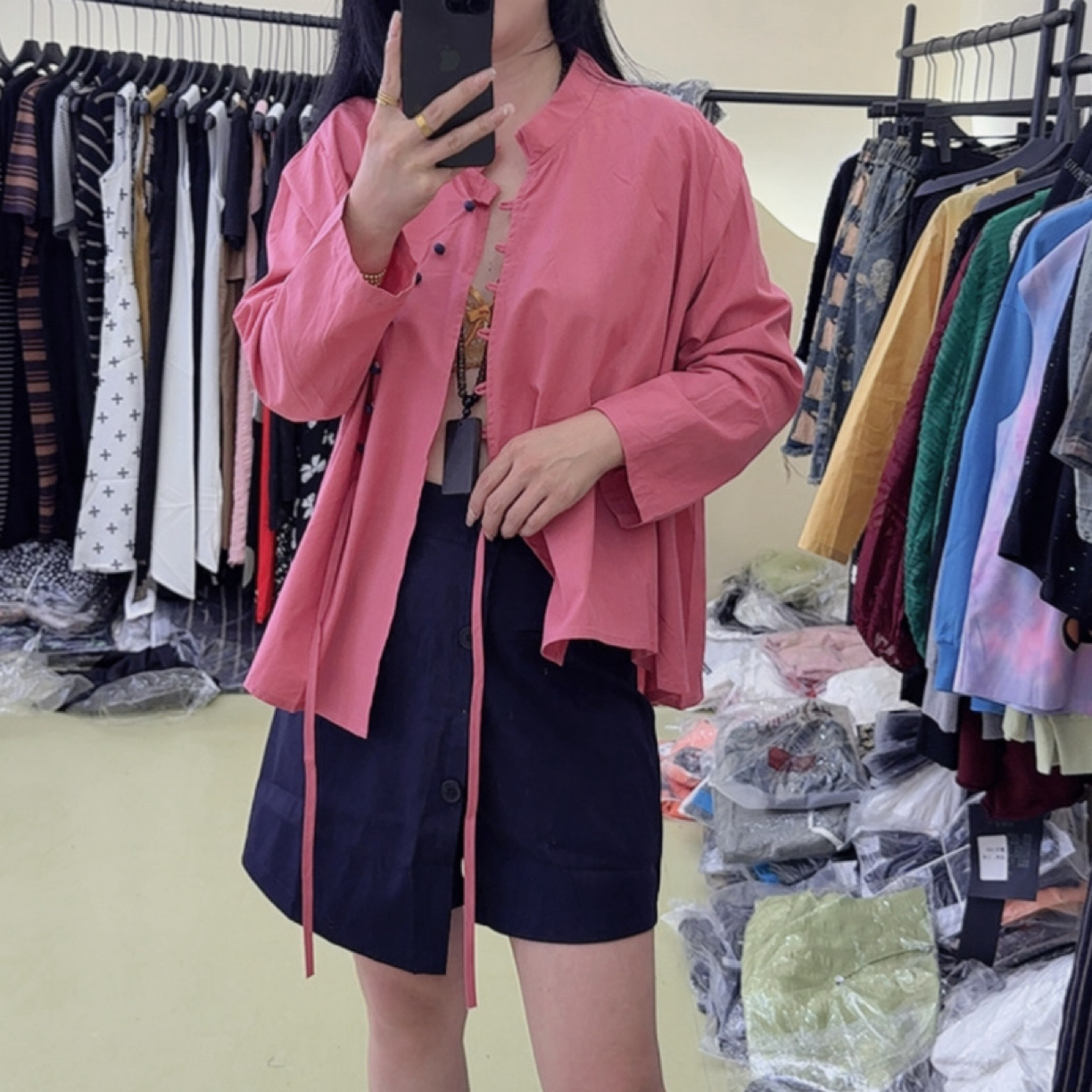春秋文艺麻棉立领宽松休闲百搭长袖衬衫女