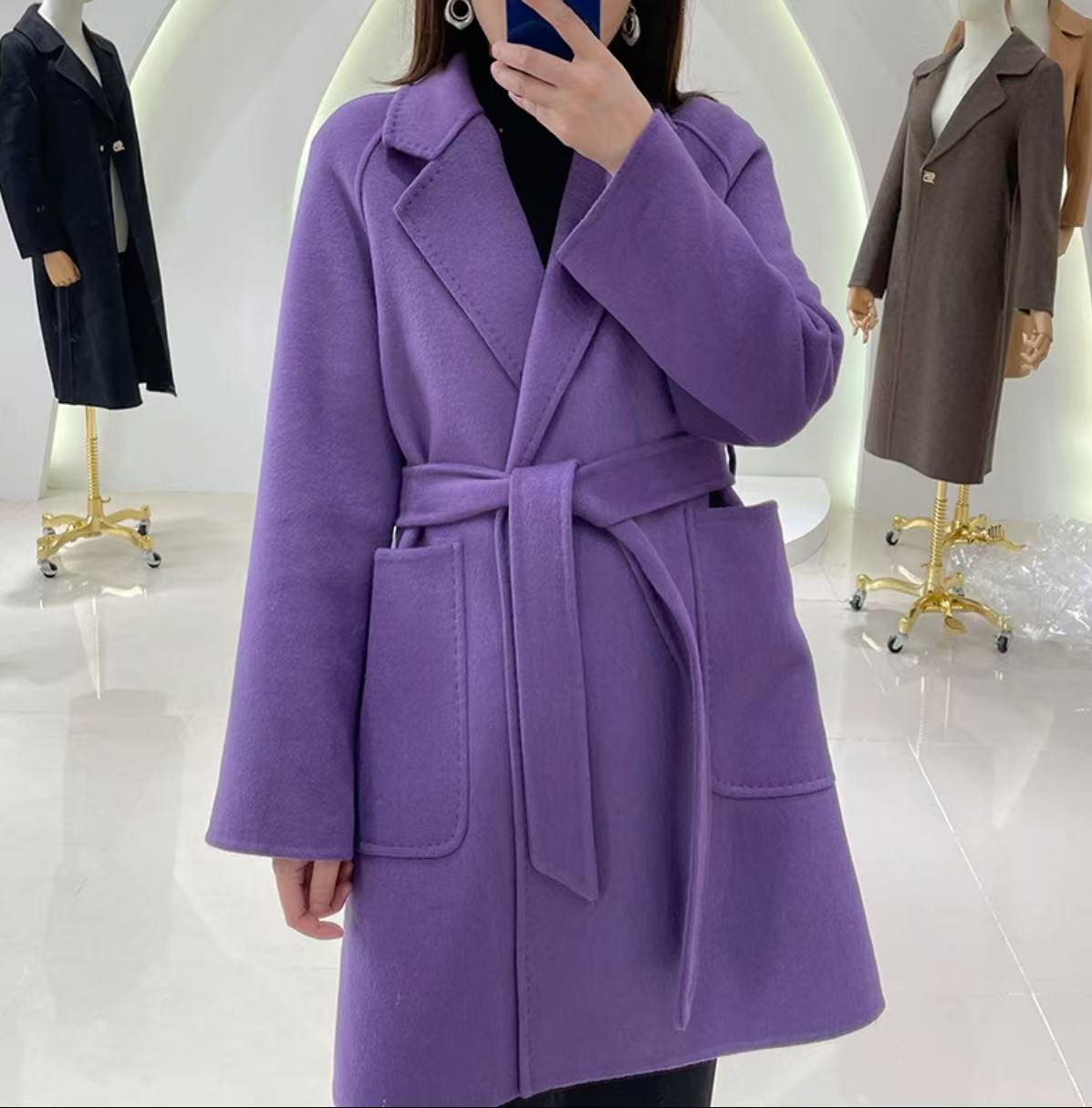 亏品【一生一件羊毛大衣】中长款高定款高领羊毛大衣气质时尚9907