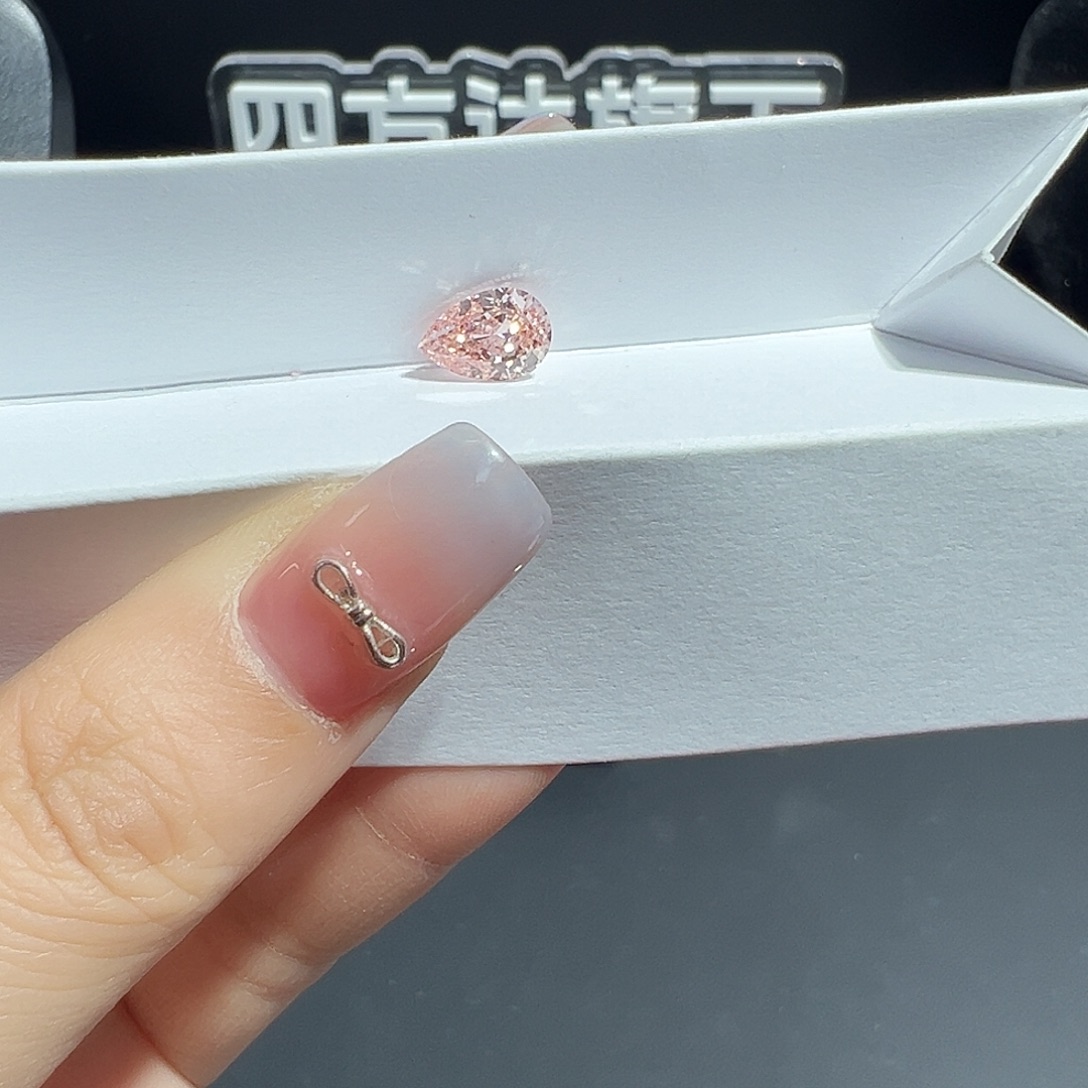 合成钻石裸石2.002ct粉钻水滴培育钻石