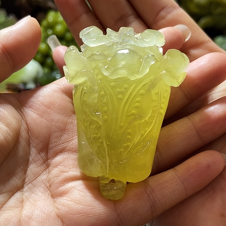 蛇纹石玉手把件合金