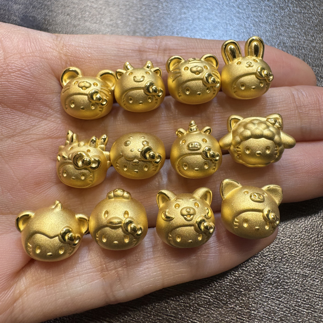 十二生肖凯蒂猫 hello kitty 足金999 黄金转运珠