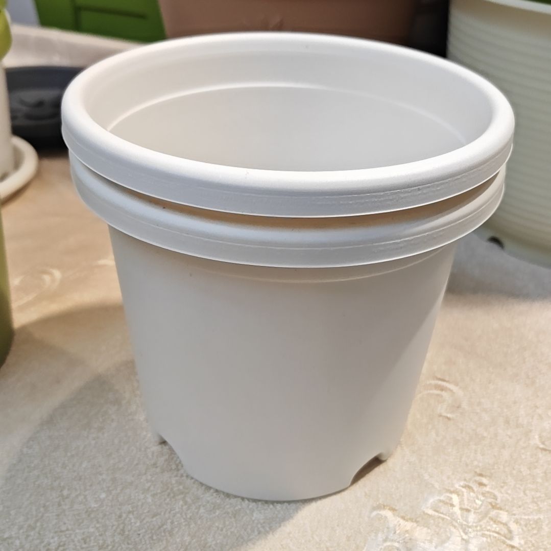 树脂四季盆外口径17，白色无拖5个