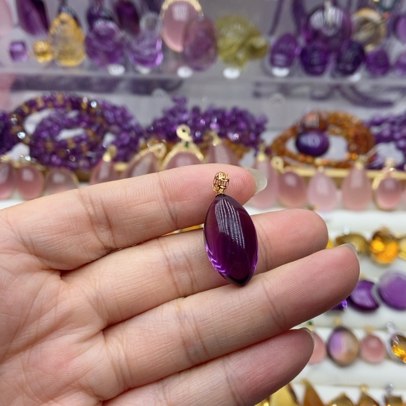 【闪购商品】水晶水晶吊坠18K金镶嵌