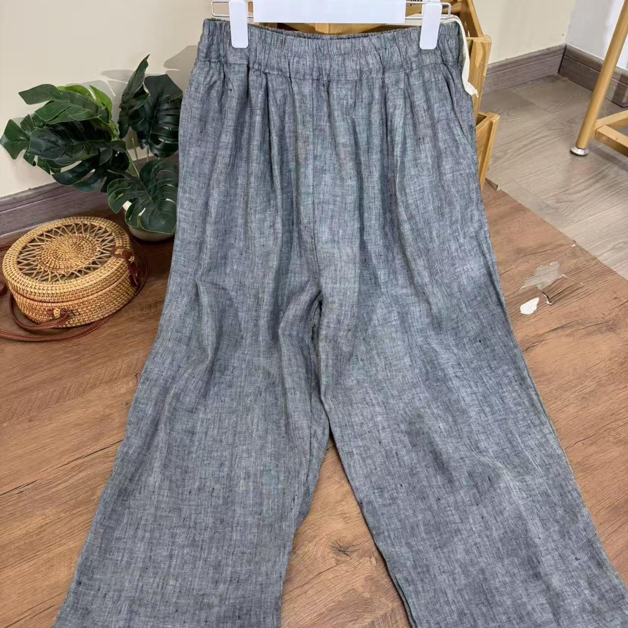 【云目悠悠】春夏季=色织汉麻百搭纯色高级感直筒裤-2025356