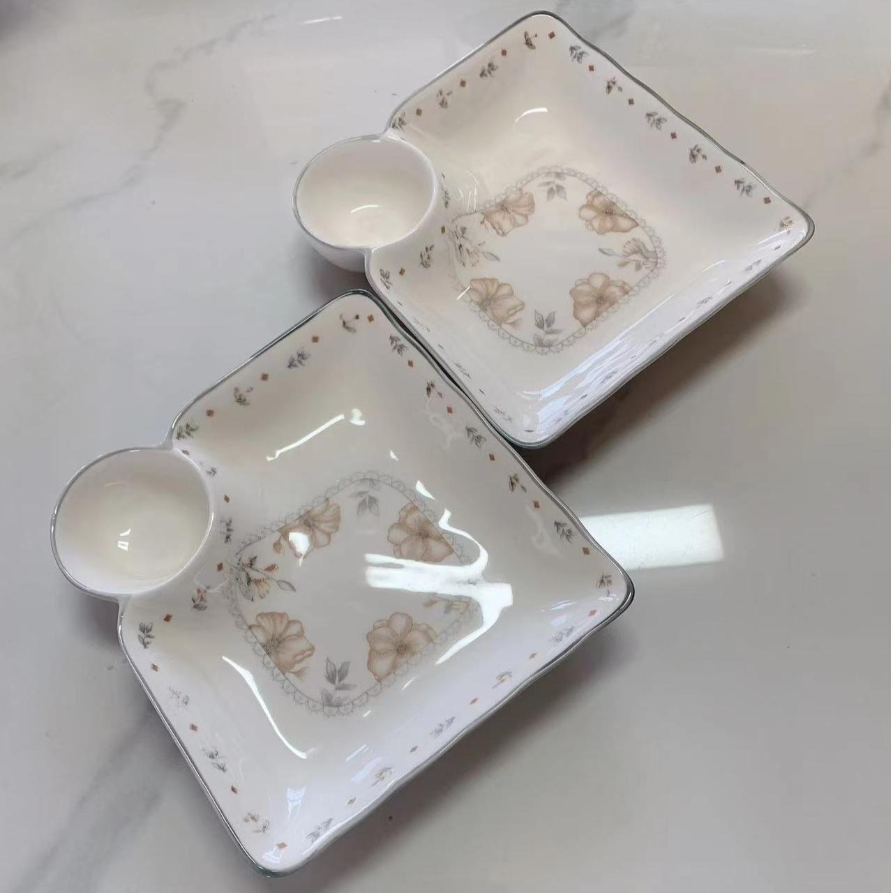 【对角9英寸夏茉饺子盘2个装】破损补发