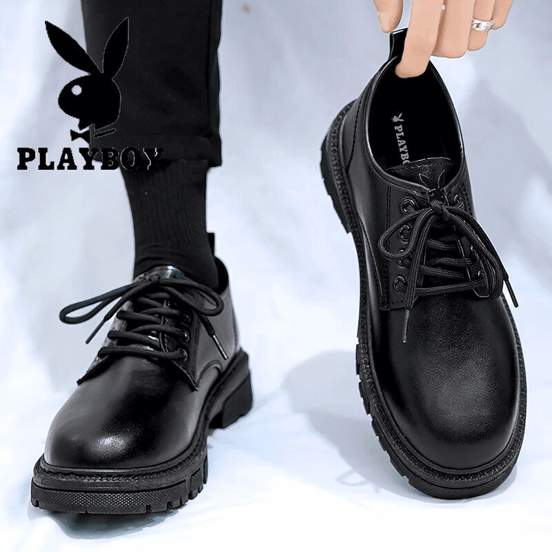 花花公子正装男士皮鞋男秋冬季新款休闲男士潮流德比男鞋子男款