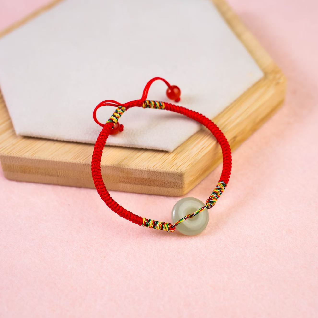 天然和田玉平安扣手绳