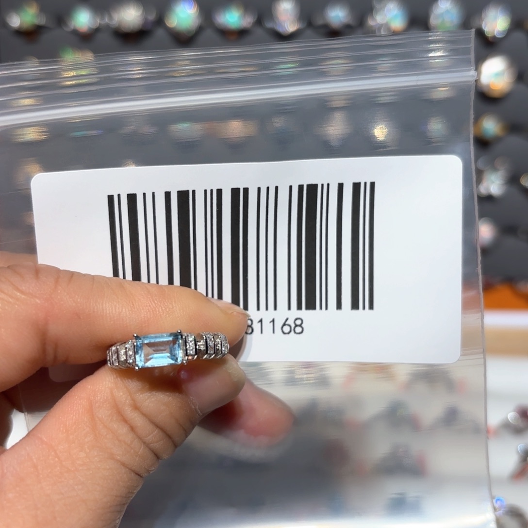 海蓝宝石戒圈银S925镶嵌亦戒指