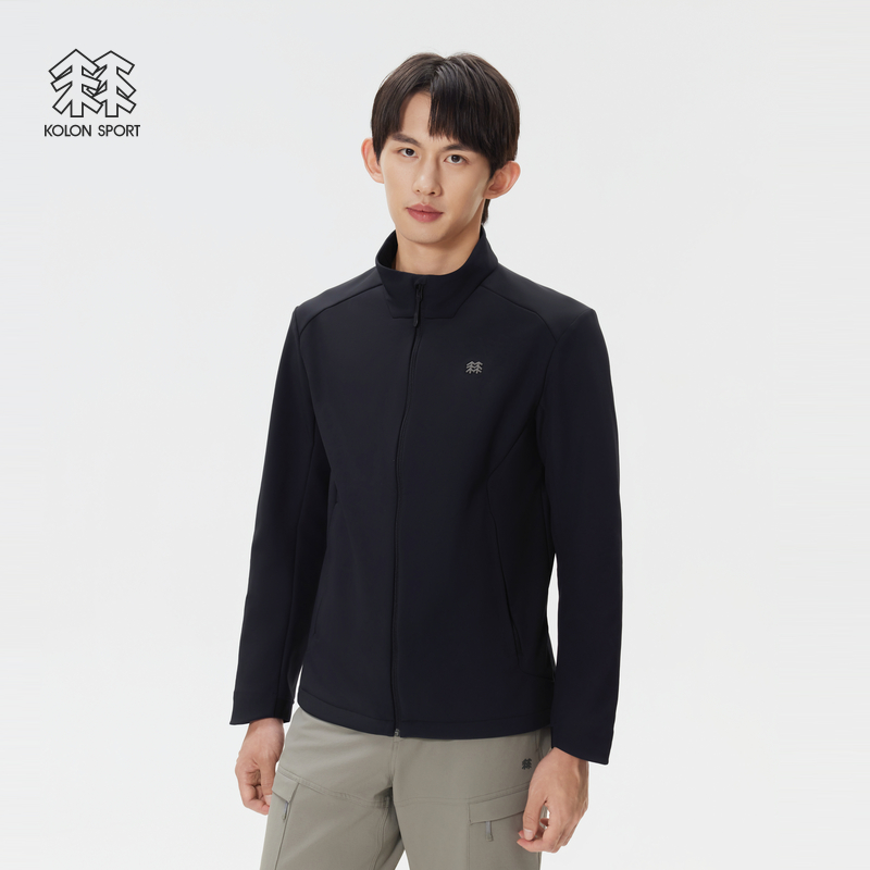 KOLON SPORT可隆软壳衣防泼水防风透湿保暖男士立领拉绒夹克