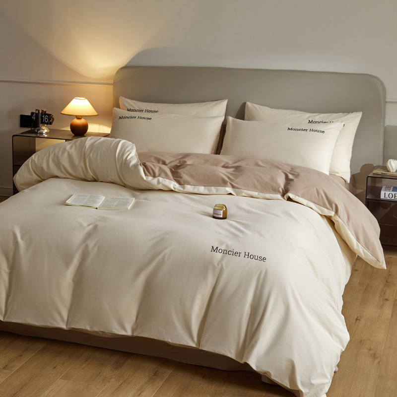 高端A类长绒棉磨毛四件套裸睡亲肤轻奢高级感床上用品床单床笠款