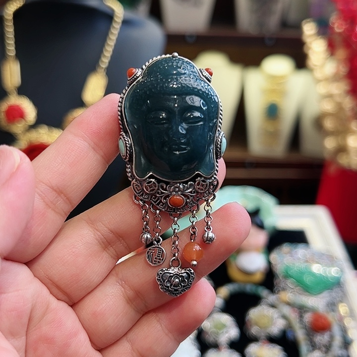 翡翠戒指/指环银S925镶嵌古风