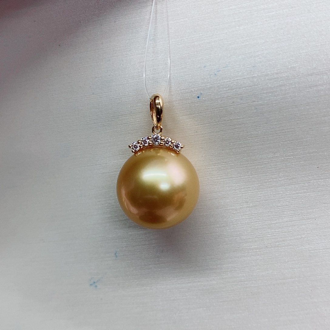 吊坠(不含链)18K金镶嵌海水珍珠12.9