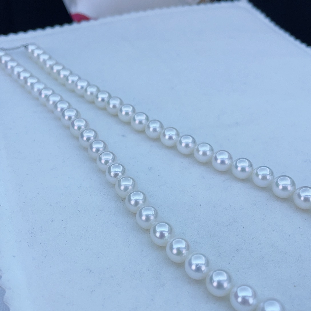 海水珍珠项链银S925镶嵌2号7.0一8.0