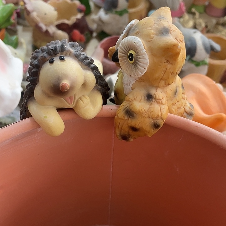 树脂刺猬猫头鹰盆挂