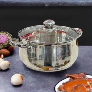 【外贸高货】24CM锅不锈钢汤锅煮面煲汤大容量苹果锅