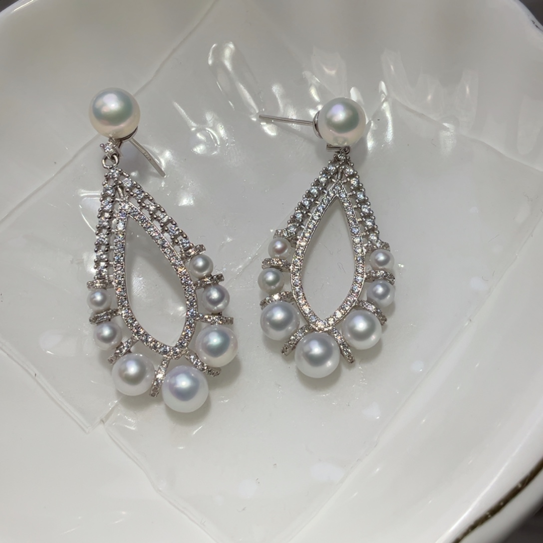 淡水珍珠耳饰银S925镶嵌