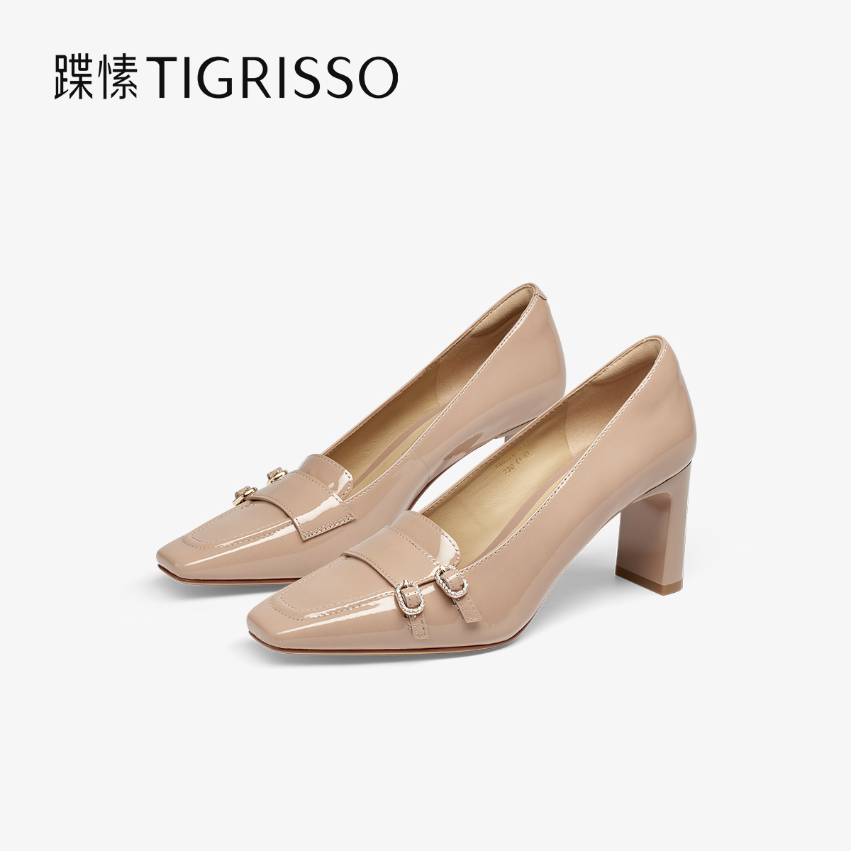 蹀愫新款高跟法式通勤气质方头女鞋百搭复古真皮浅口粗跟单鞋秋季