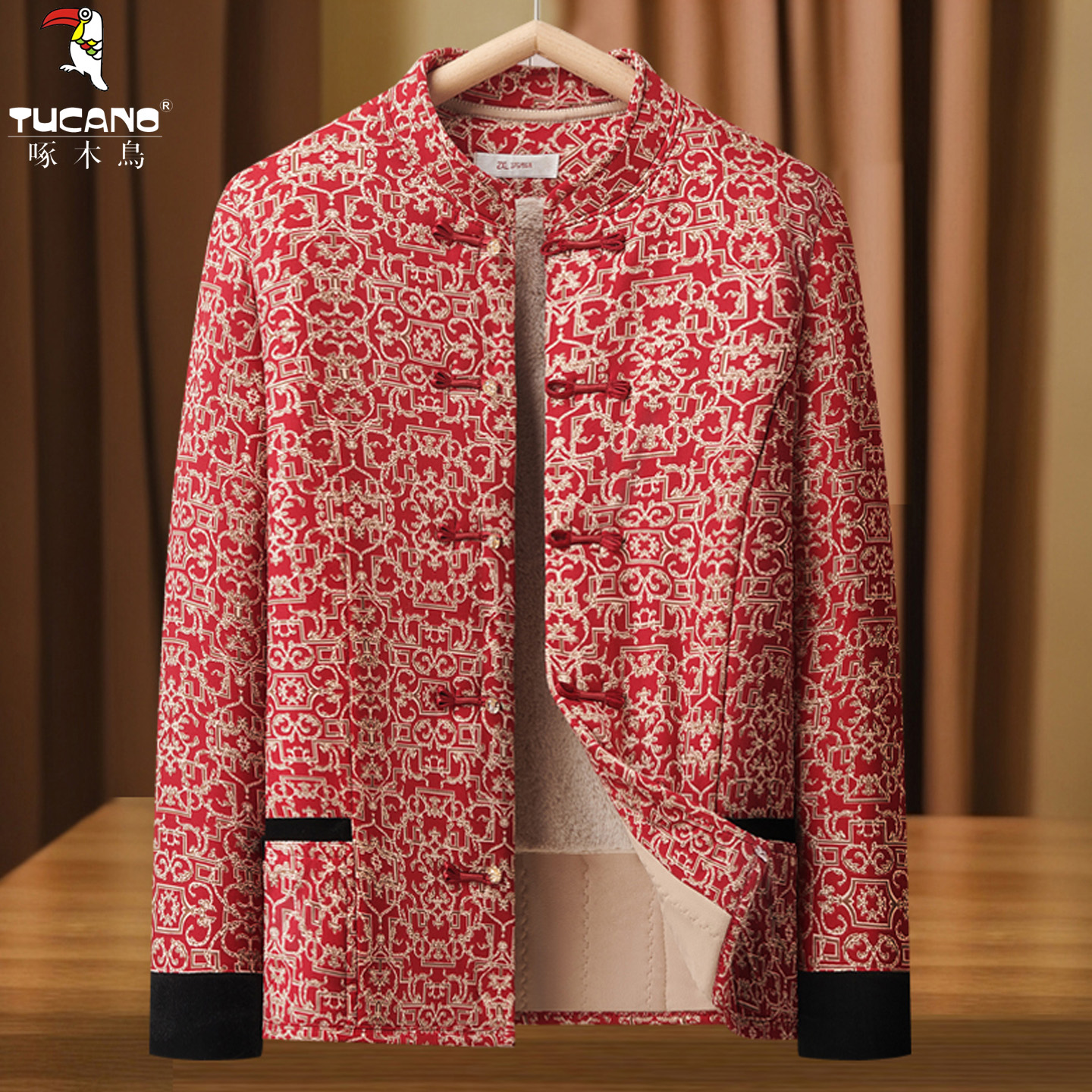 啄木鸟品牌冬季加绒加厚棉衣中老年保暖棉服男女妈妈装轻便小棉袄