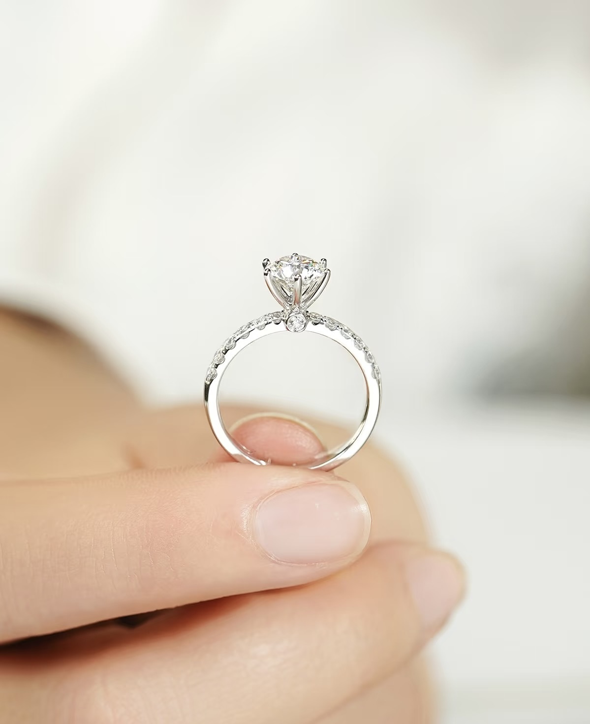 1克拉18K金白月光6爪钻戒+八心八箭全亮+上海IGI&结婚订婚礼物