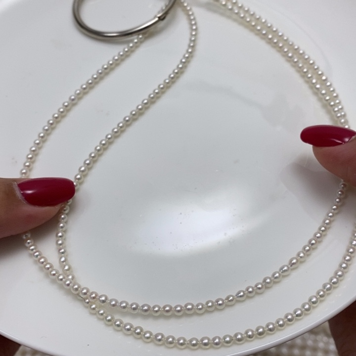 白珍珠项链3m淡水珍珠银S925镶嵌